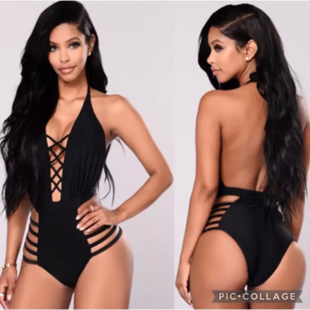Black bandage one piece swimsuit